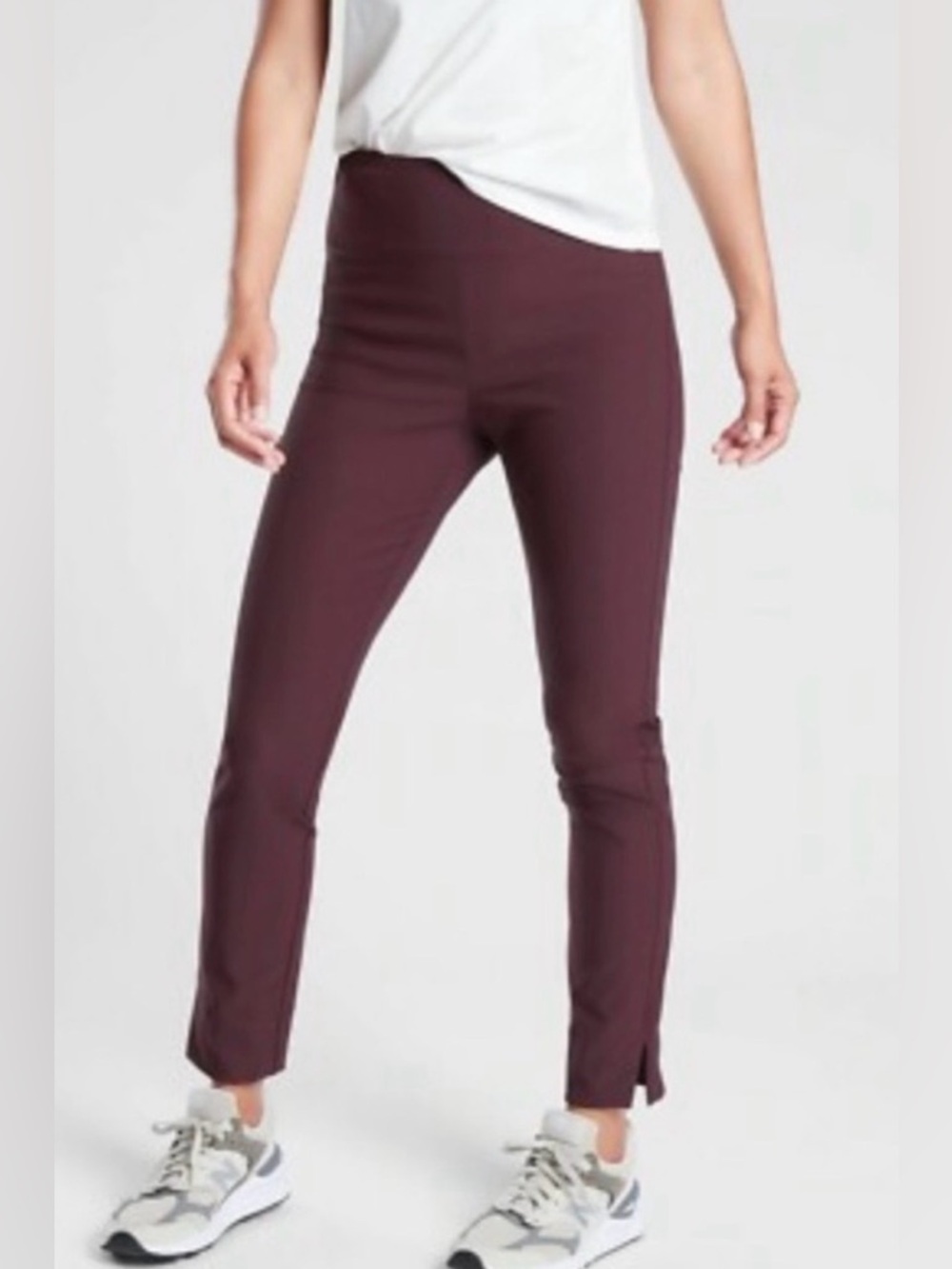 Athleta Slim Ankle Crop Pants in Burgundy Plum